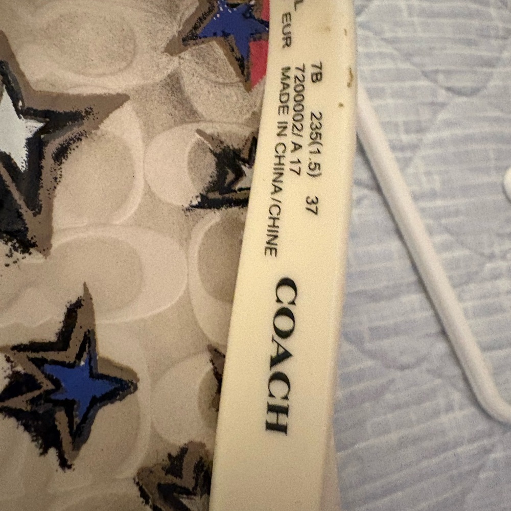 Coach Star-Print Flip Flops in Cream, Black, Blue & Pink - Picture 2 of 3